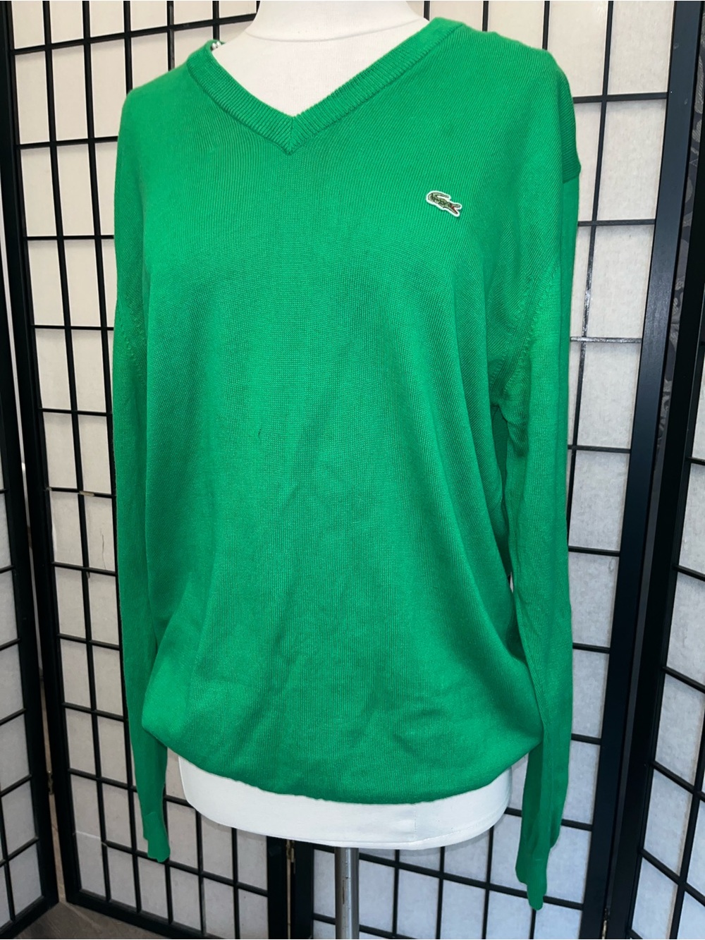 Lacoste Men’s V-Neck Sweater in Bright Green